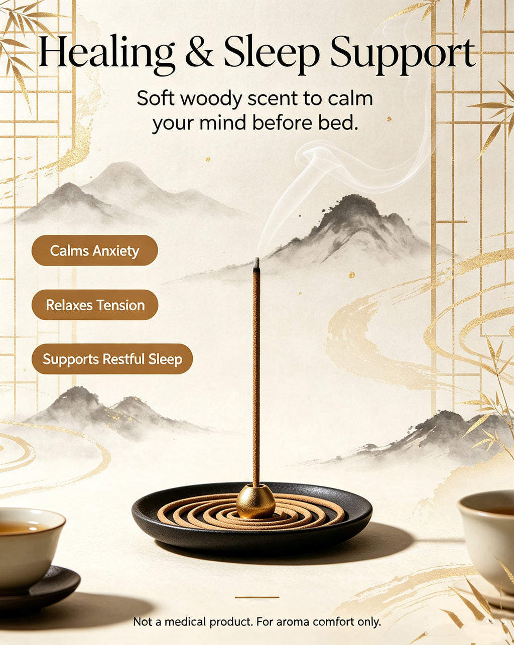 Sandalwood Agarwood Incense Sticks, Healing Fragrance to Relieve Stress & Improve Sleep